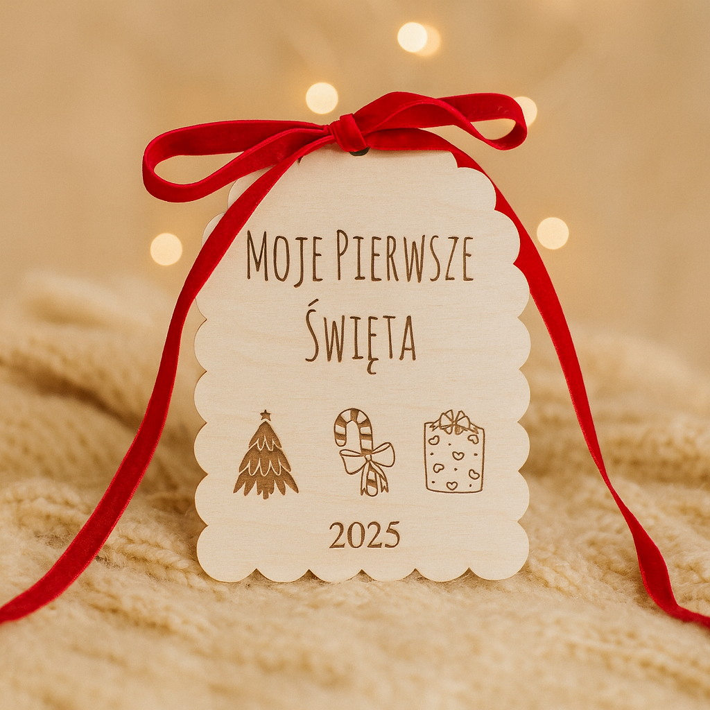 Tabliczka ze wstążką - Moje Pierwsze Święta