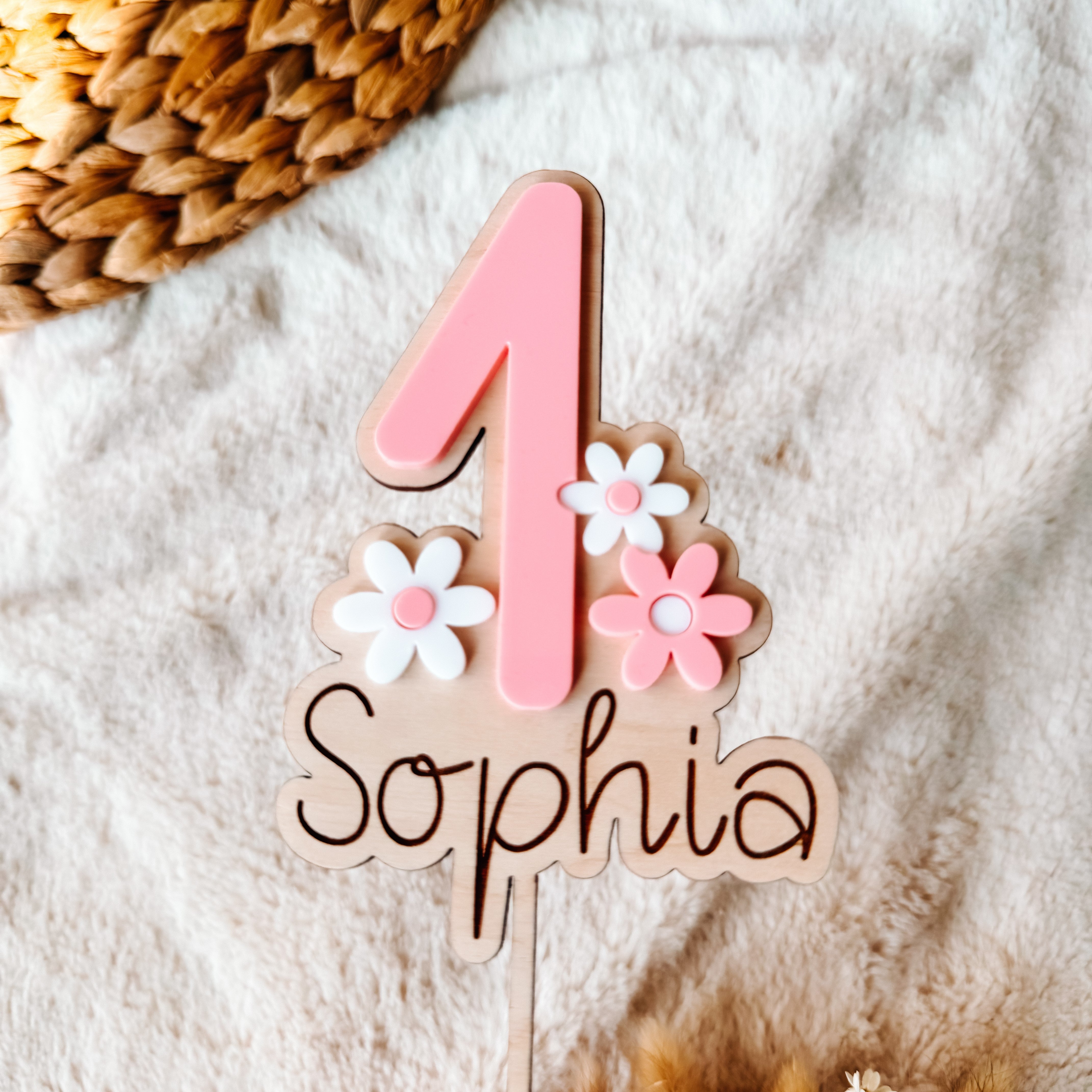 Topper cyfra z kwiatami