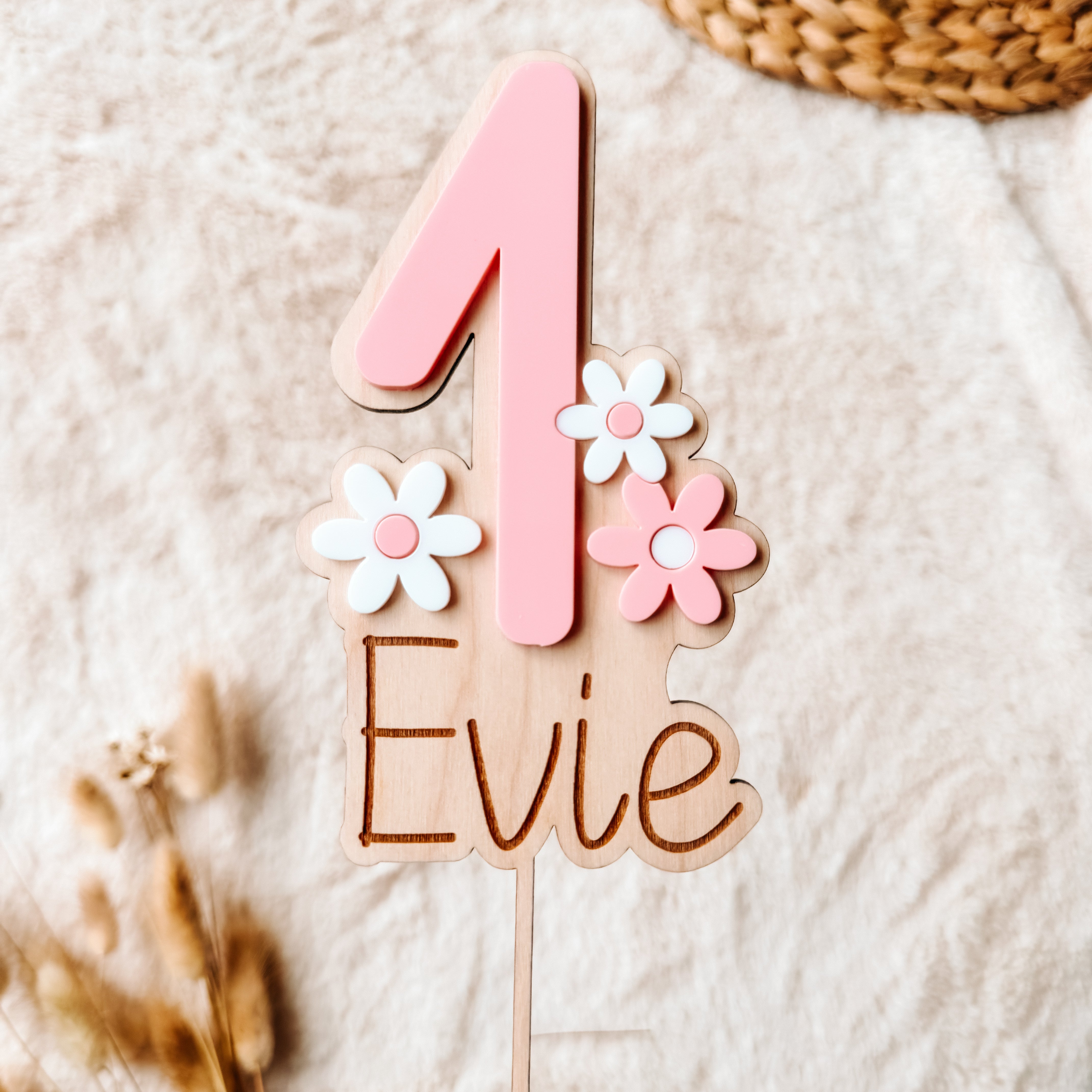 Topper cyfra z kwiatami