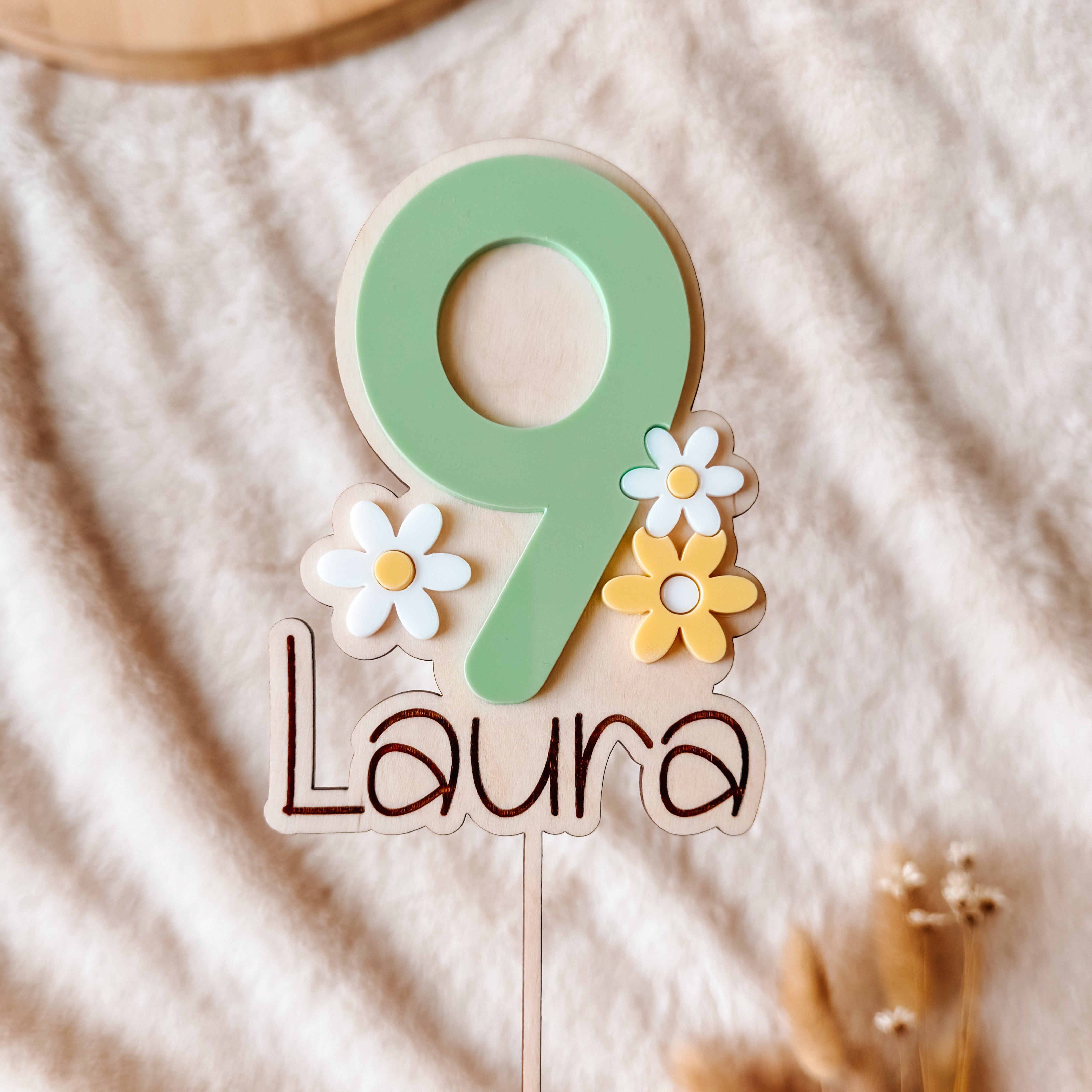 Topper cyfra z kwiatami