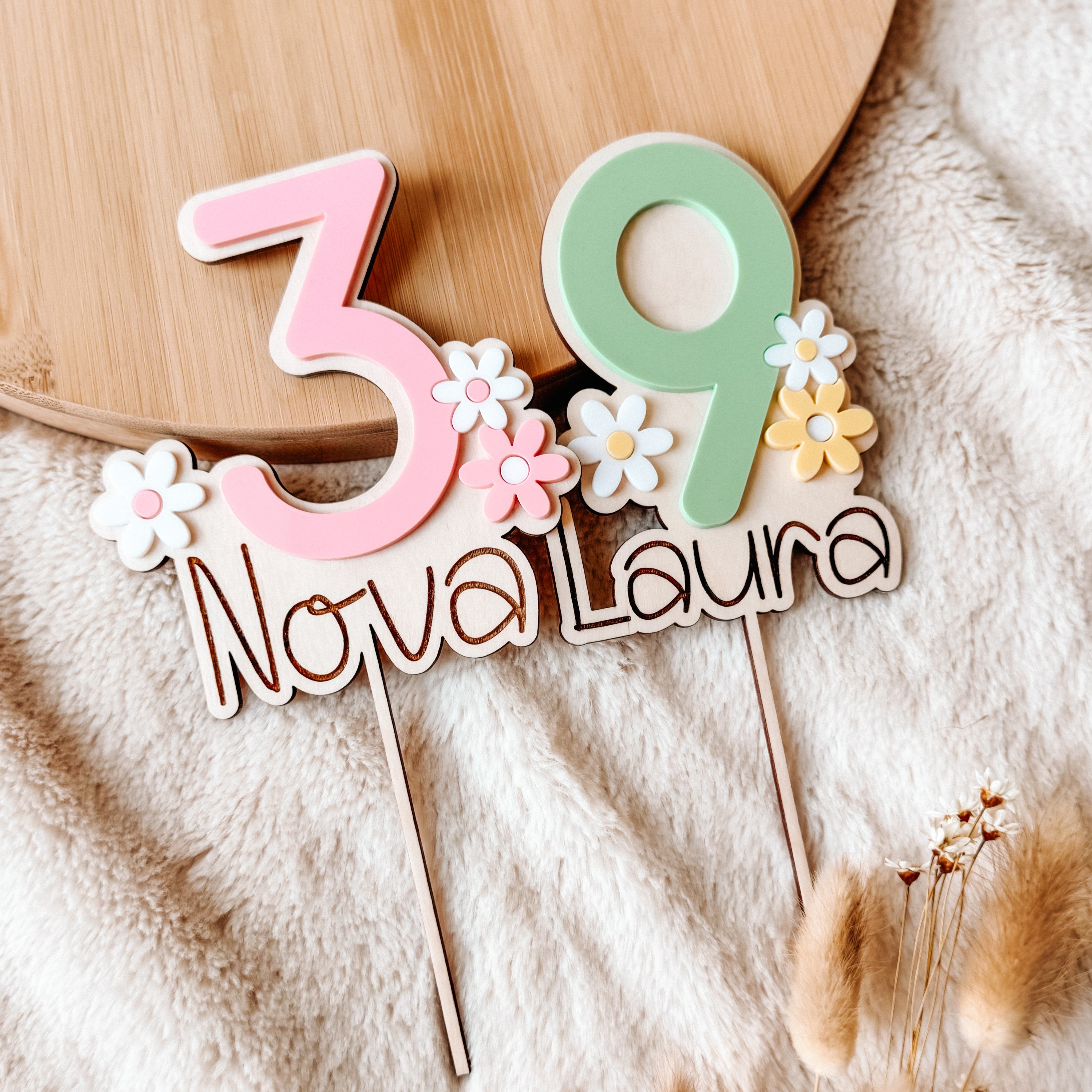 Topper cyfra z kwiatami