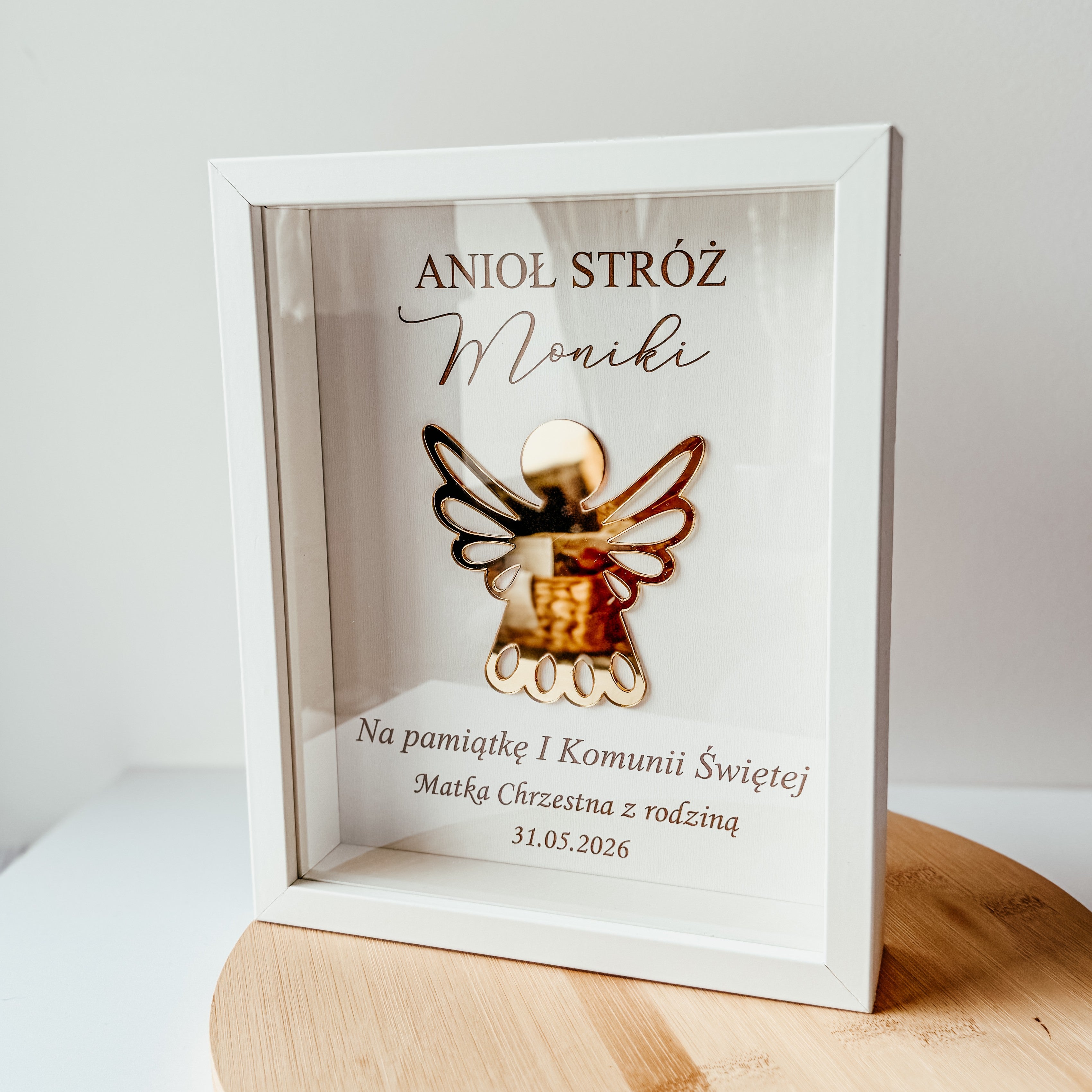 Ramka 3D Pamiątka Komunii Świętej -Anioł Stróż