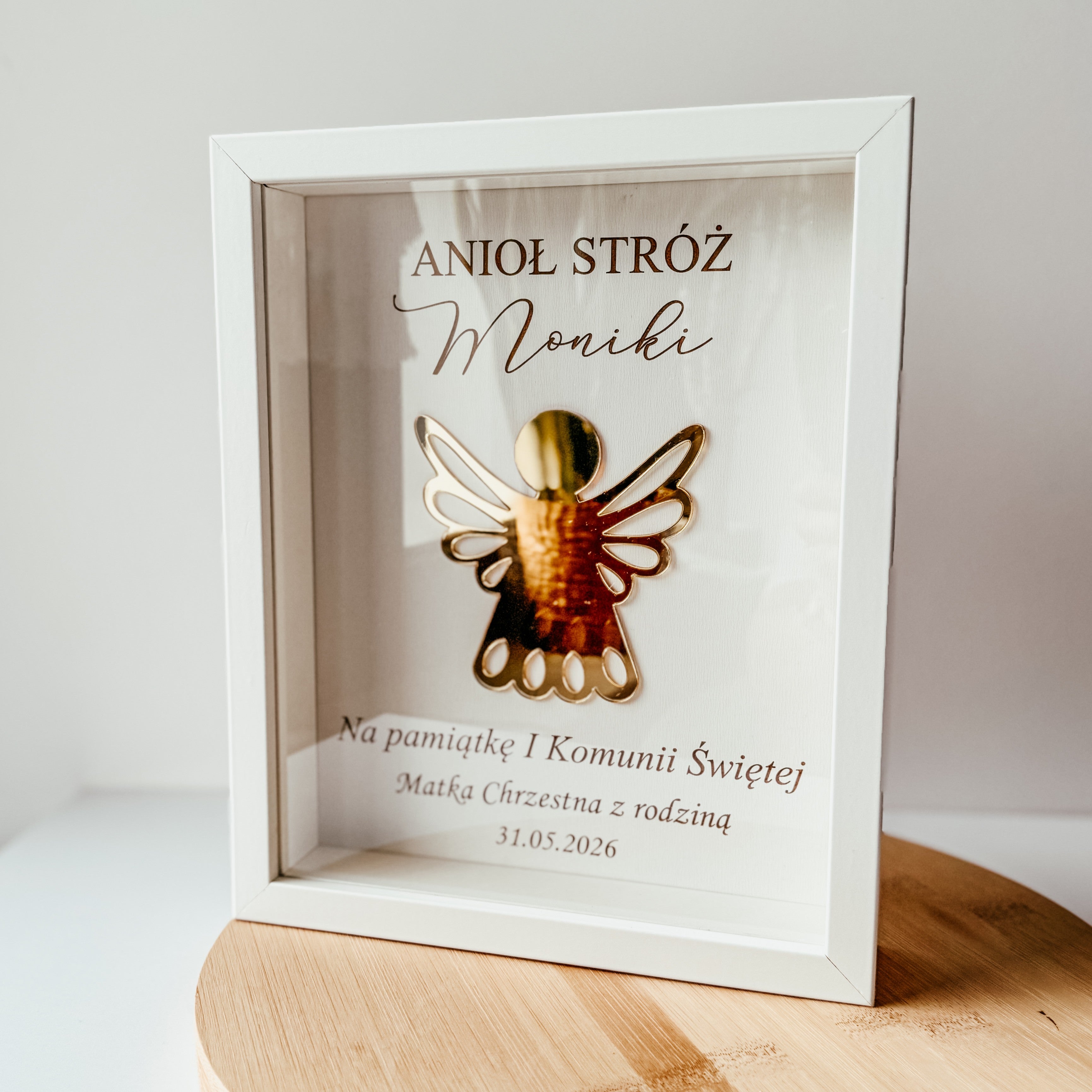 Ramka 3D Pamiątka Komunii Świętej -Anioł Stróż