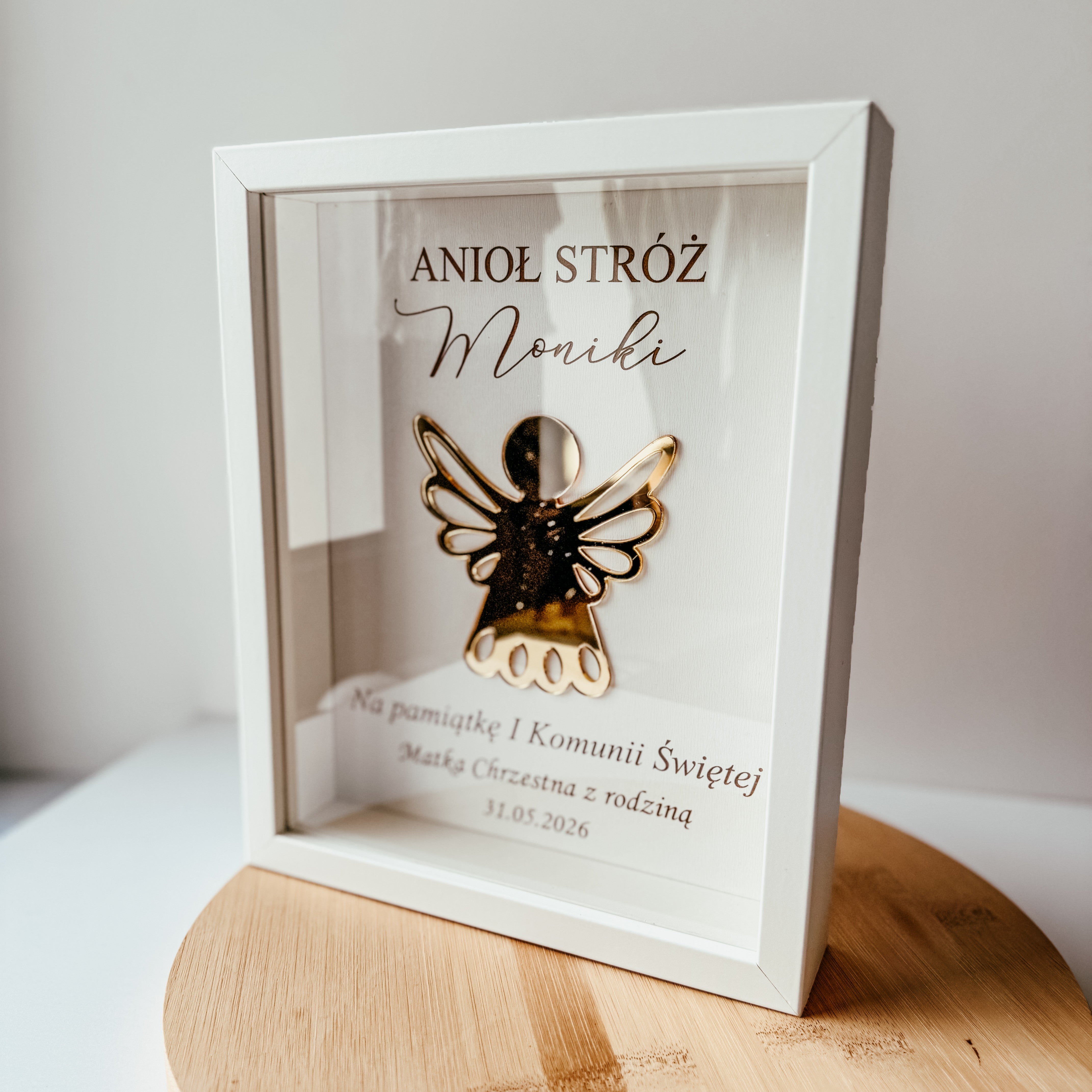 Ramka 3D Pamiątka Komunii Świętej -Anioł Stróż