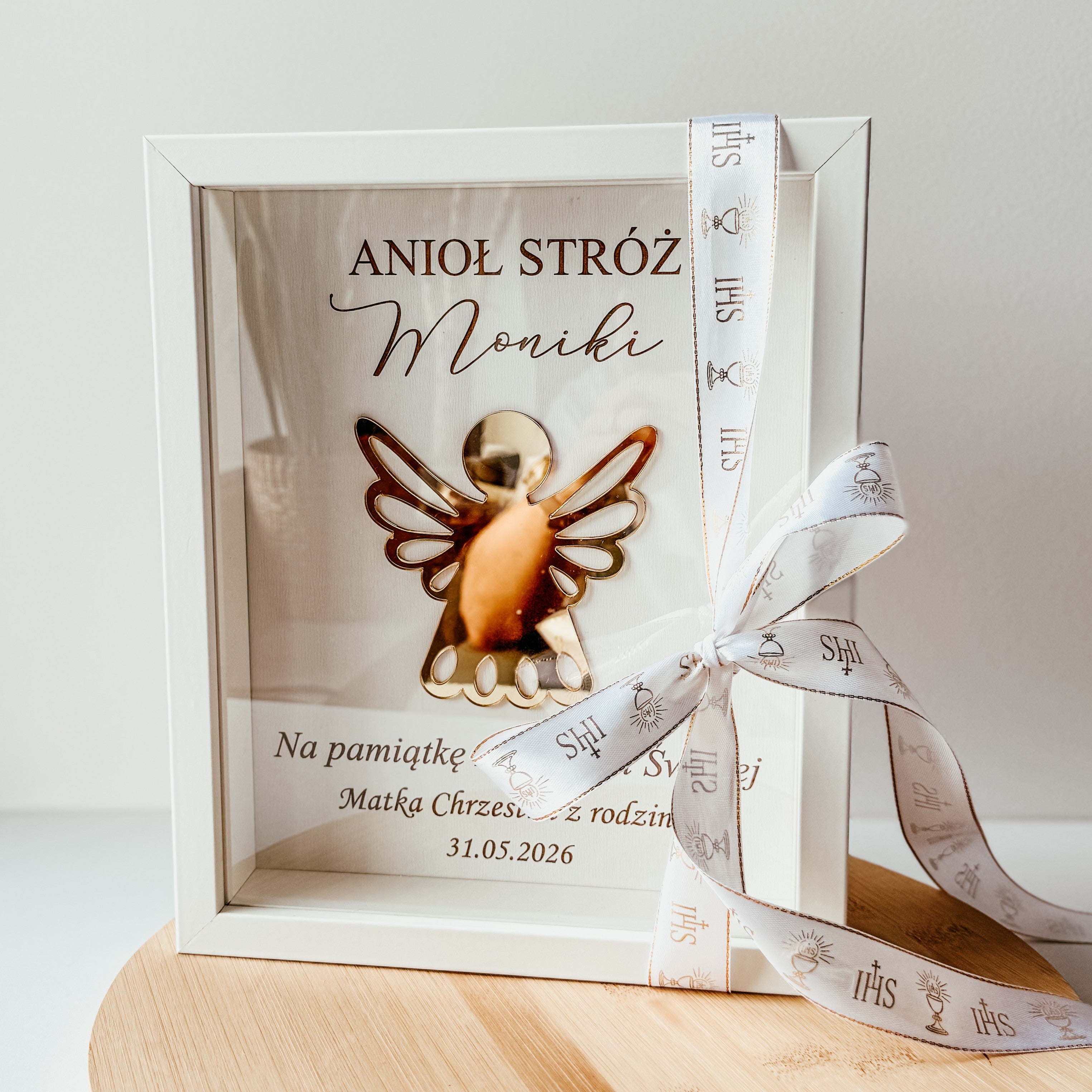 Ramka 3D Pamiątka Komunii Świętej -Anioł Stróż