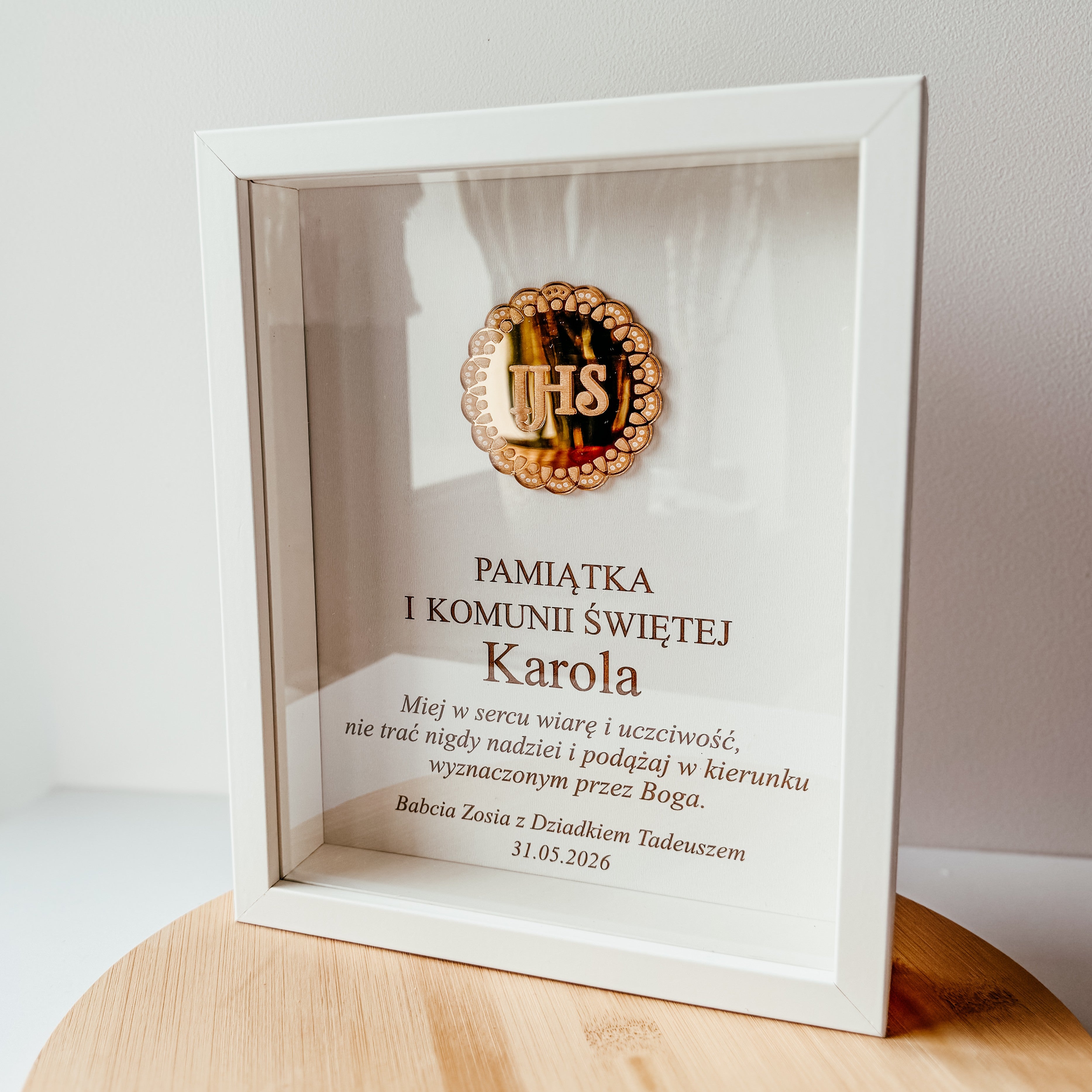 Ramka 3D Pamiątka Komunii Świętej-IHS