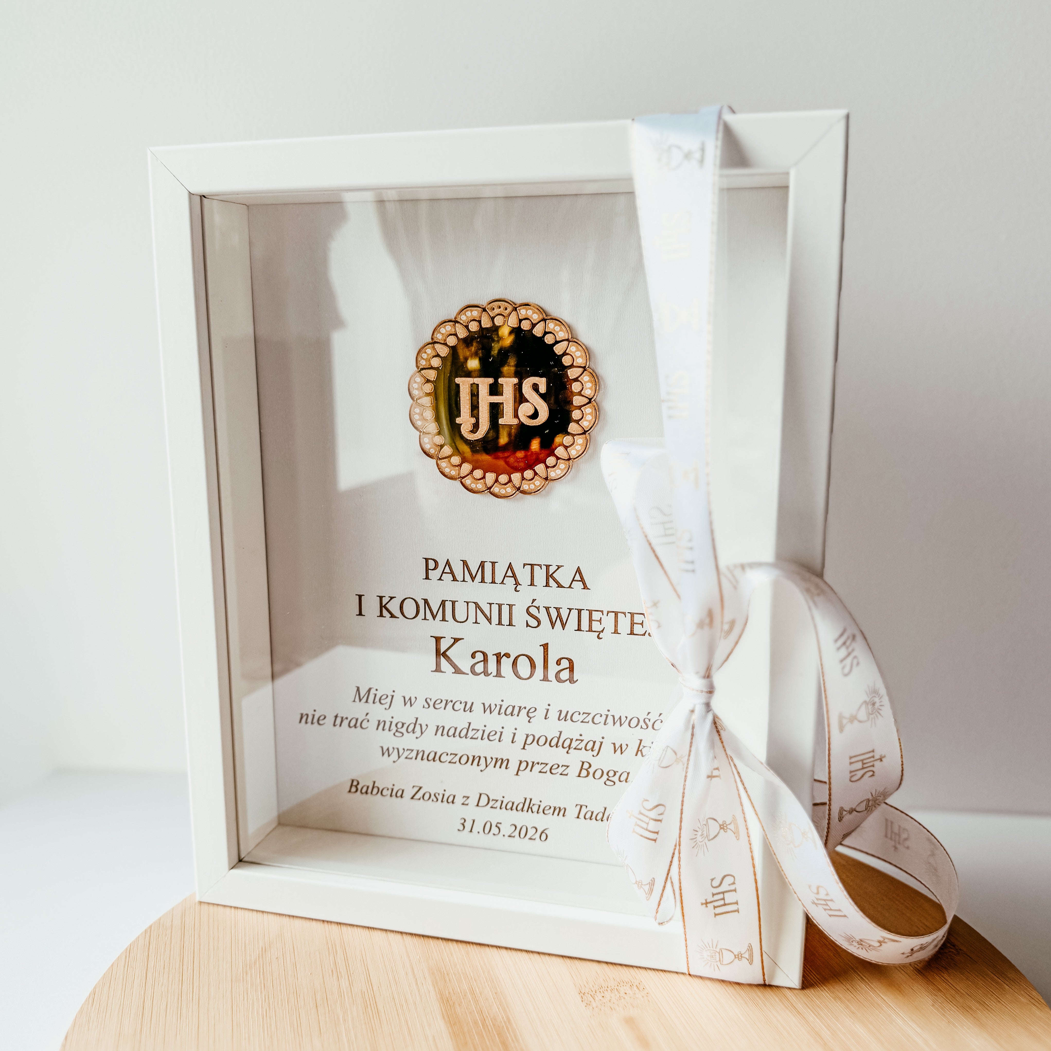 Ramka 3D Pamiątka Komunii Świętej-IHS