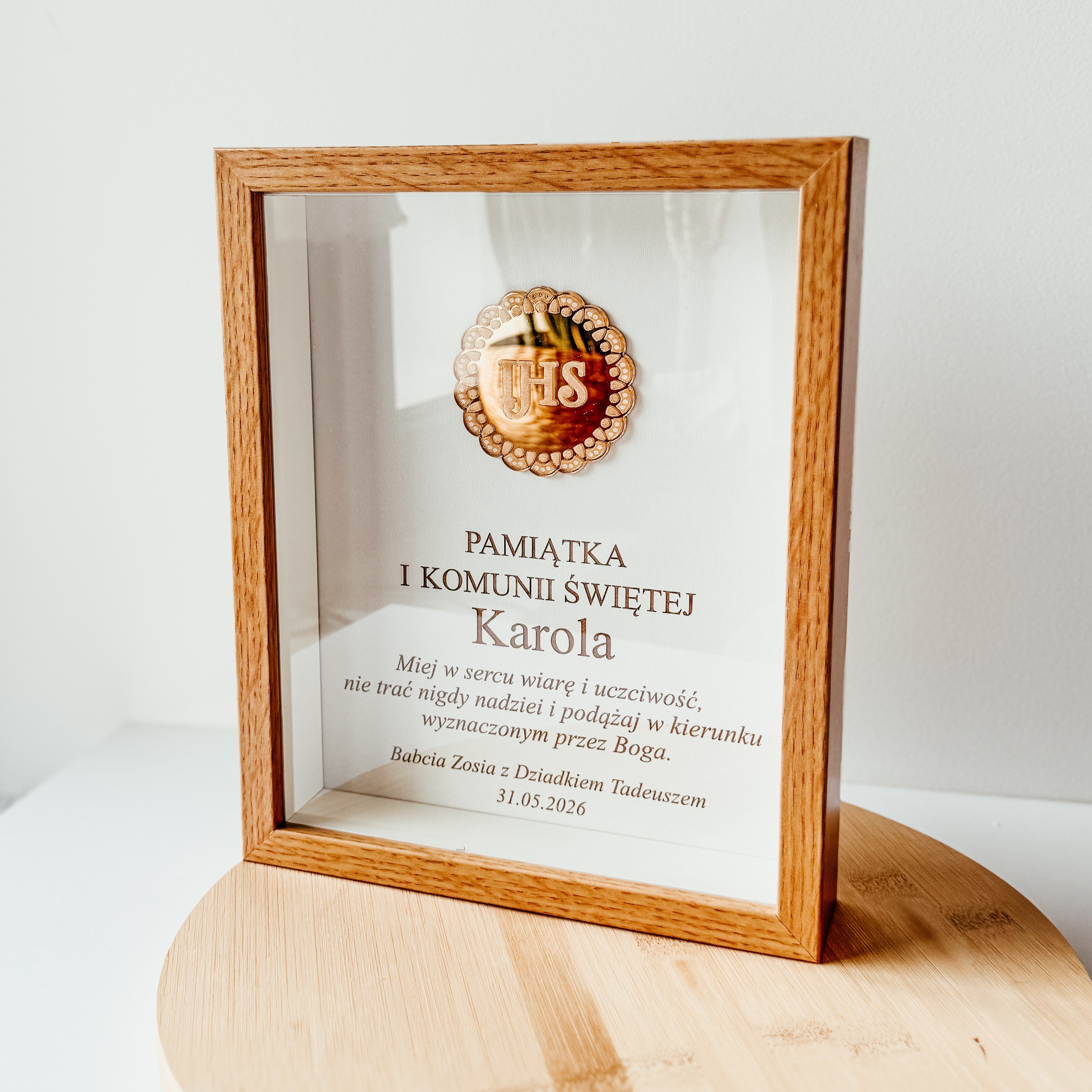 Ramka 3D Pamiątka Komunii Świętej-IHS