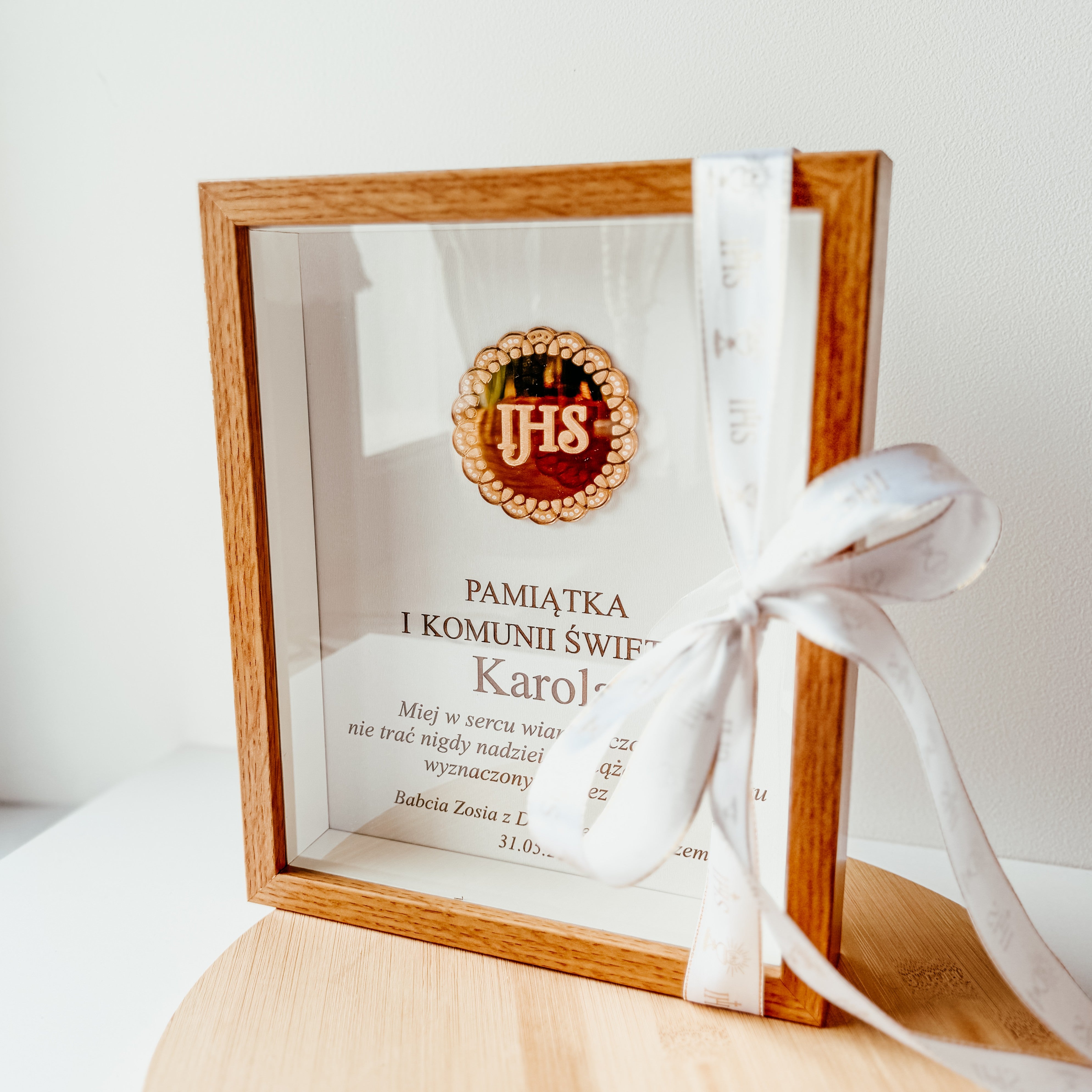 Ramka 3D Pamiątka Komunii Świętej-IHS